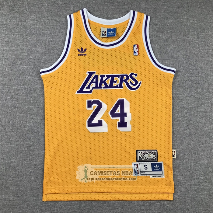 Camiseta Nino Los Angeles Lakers Kobe Bryant NO 24 Hardwood Classic Amarillo